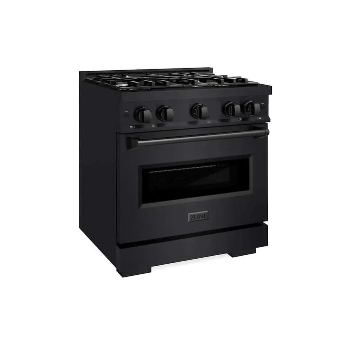ZLINE 30" Dual Fuel Range, Gas Cooktop, Electric Convection Oven Black Stainless Steel, CDRB-3009K