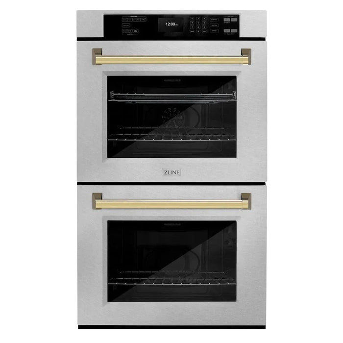 ZLINE 30"Professional True Convection Double Wall Oven, Air Fry, Self Clean, DuraSnow® Gold WADSZ-30-G09K