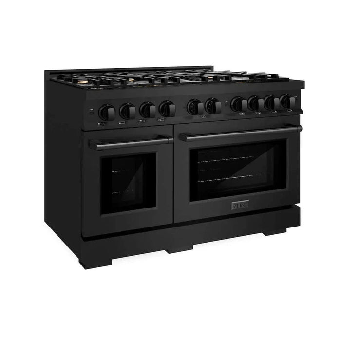 ZLINE 48" Select Dual Fuel Range Gas Cooktop Electric Convection Oven Black Stainless Steel Brass Burners HDRB-BR-4809K