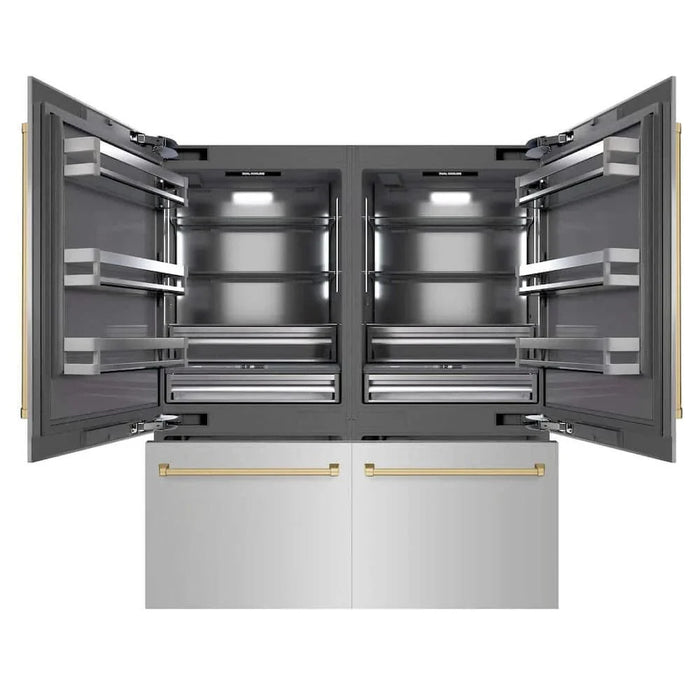 ZLINE 72" Built-In Bottom Freezer Refrigerator,Water Dispenser, Ice Maker,Graphite Gray Champagne Bronze GRBITZ-304-72CB09K