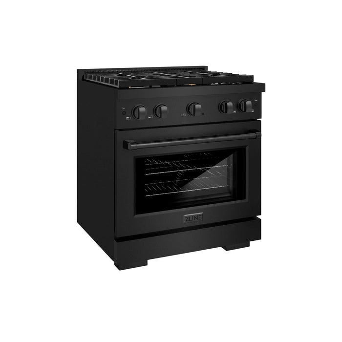 ZLINE 30"Paramount Dual Fuel Range Black Stainless Steel, Brass Burners SDRB-BR-3009K