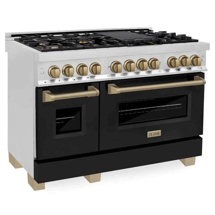 ZLINE 48" Autograph Dual Fuel Range, Black, Bronze, RAZ-BLM-48-CB09K