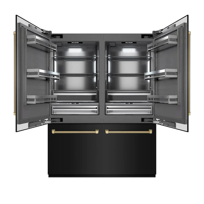 ZLINE Autograph Edition 60" French Door Built-In Bottom Freezer Refrigerator, Water Dispenser, Ice Maker, Black Stainless Steel, Graphite Gray Interior, Helix Handles GRBIVZ-BS60KCB09K