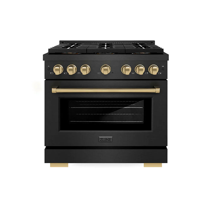 ZLINE 36" Paramount Gas Range DuoPro™ Cooktop, Convection Gas Oven, Black Satin Stainless Steel PSGRBSZ-36-CB09K