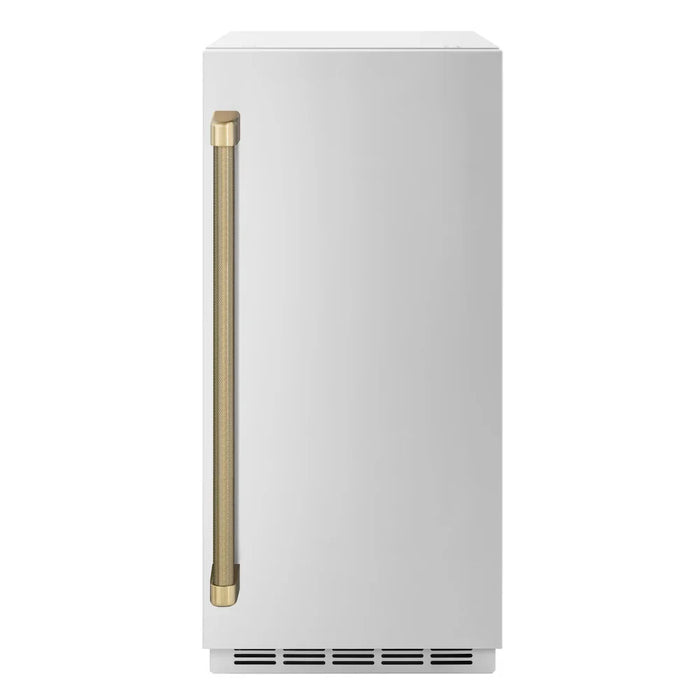 ZLINE Autograph Edition 15" Touchstone Gourmet Ice Maker, Drain Pump, Stainless Steel Door, Helix Handle IGMDZ-ST-15-KCB09K