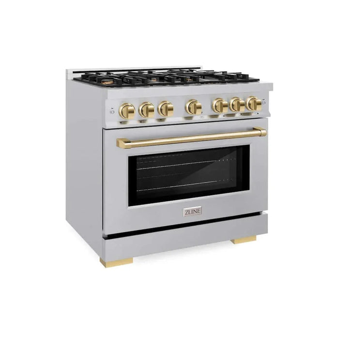 ZLINE 36" Select Dual Fuel Range Gas Cooktop Electric Convection Oven Stainless Steel Gold HDRZ-36-G09K