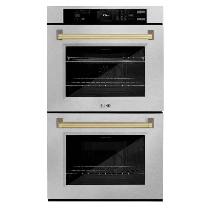ZLINE 30"Professional True Convection Double Wall Oven, Air Fry, Self Clean, DuraSnow® Champagne Bronze WADSZ-30-CB09K