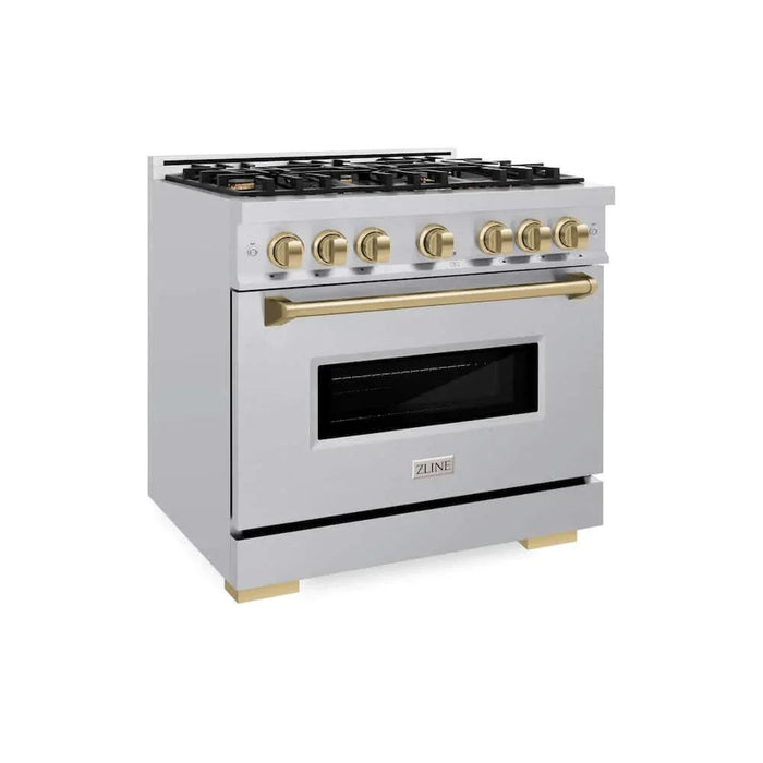 ZLINE 36" Classic Gas Range, Convection Gas Oven Stainless Steel, Champagne Bronze CGRZ-36-CB09K