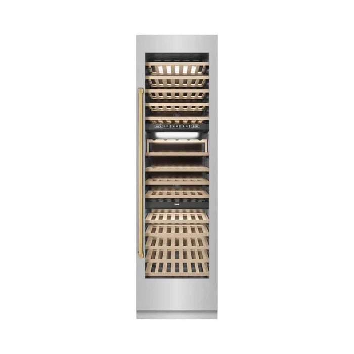 ZLINE 24"Triple Zone 100 Bottle Column Wine Cooler, Stainless Steel Polished Gold RCWVZ-304-24-G09K