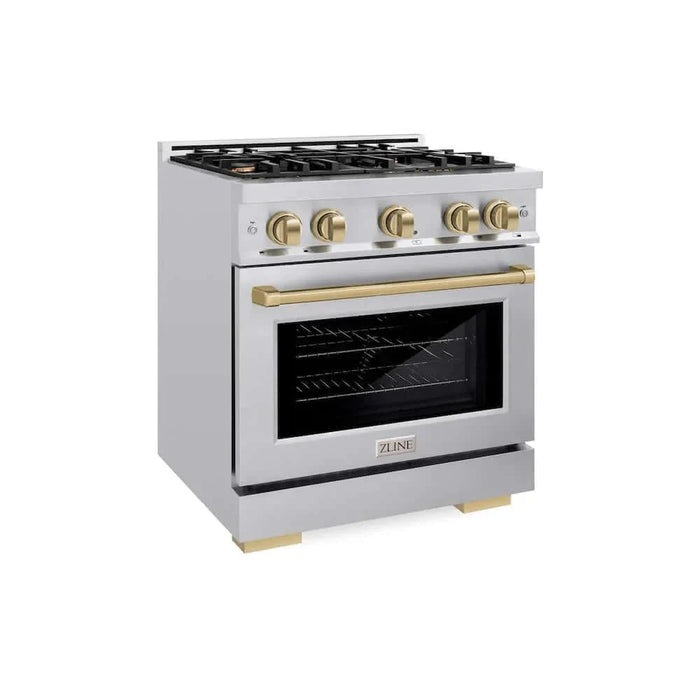ZLINE 30" Select Dual Fuel Range Gas Cooktop Electric Convection Oven Stainless Steel Champagne Bronze HDRZ-30-CB09K
