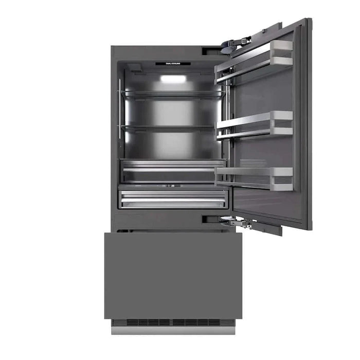 ZLINE 36" Panel Ready Built-In Bottom Freezer Refrigerator,Water Dispenser, Ice Maker,Graphite Gray Matte Black GRBITZ-36-MB09K