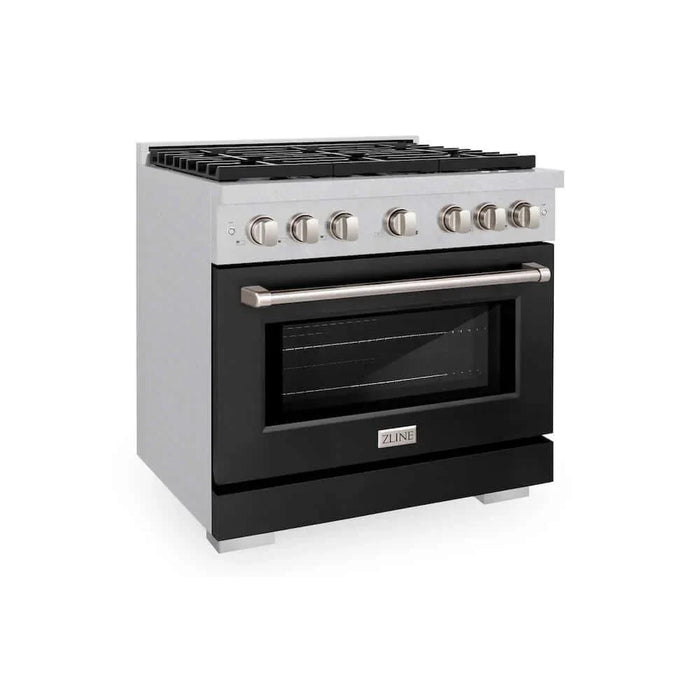 ZLINE 36"Gas Range, Convection Gas Oven, DuraSnow® Black Matte, SGRS-BLM-3609K