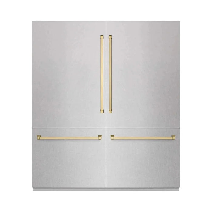 ZLINE 72" Built-In Bottom Freezer Refrigerator,Water Dispenser, Ice Maker, DuraSnow® Champagne Bronze RBITZ-SN-72-CB09K