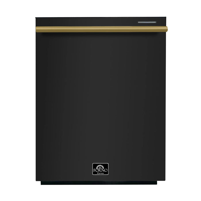 Forno Espresso 24" Built-In Dishwasher, Black, Antique Brass, FDWBI8067-24BLK09K