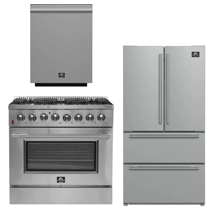 Forno Appliance Package - 36" Dual Fuel Range, Dishwasher, 36" Refrigerator FBDL-004-02CAUS09K