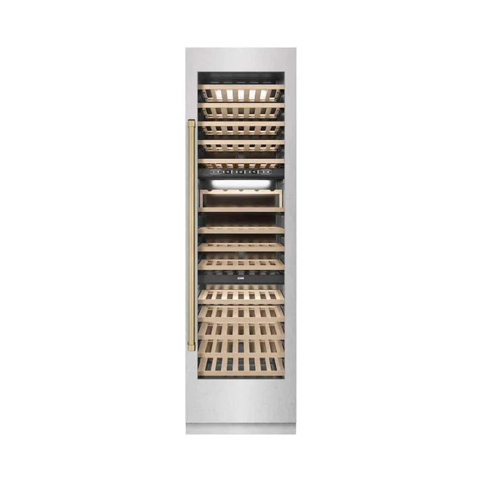 ZLINE 24"Triple Zone 100 Bottle Column Wine Cooler, DuraSnow®  Stainless Steel Champagne Bronze RCWVZ-SN-24-CB09K