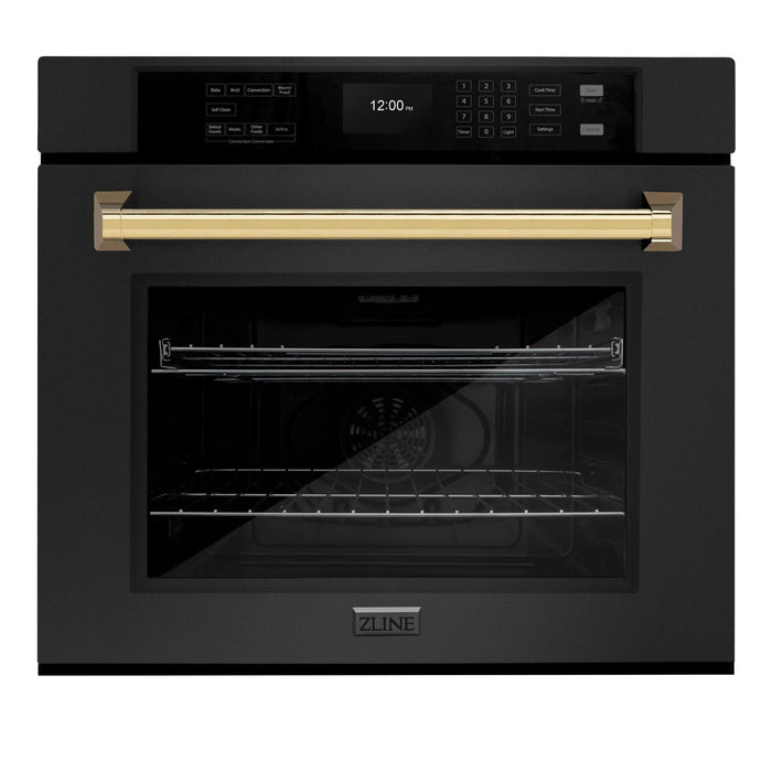 ZLINE 30 "Professional True Convection Single Wall Oven, Air Fry, Self Clean, Black Stainless Steel, Champagne Bronze WASBZ-30-CB09K