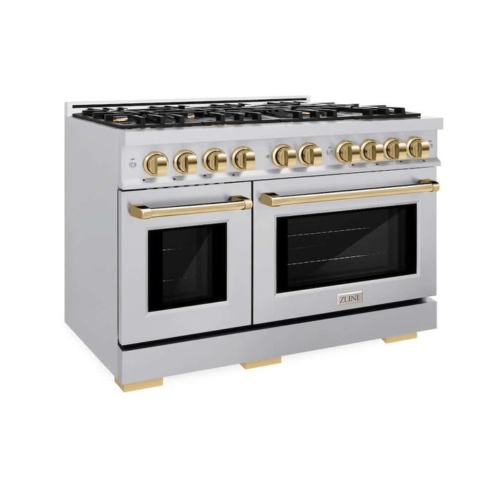 ZLINE 48" Select Dual Fuel Range Gas Cooktop Electric Convection Oven Stainless Steel Gold HDRZ-48-G09K
