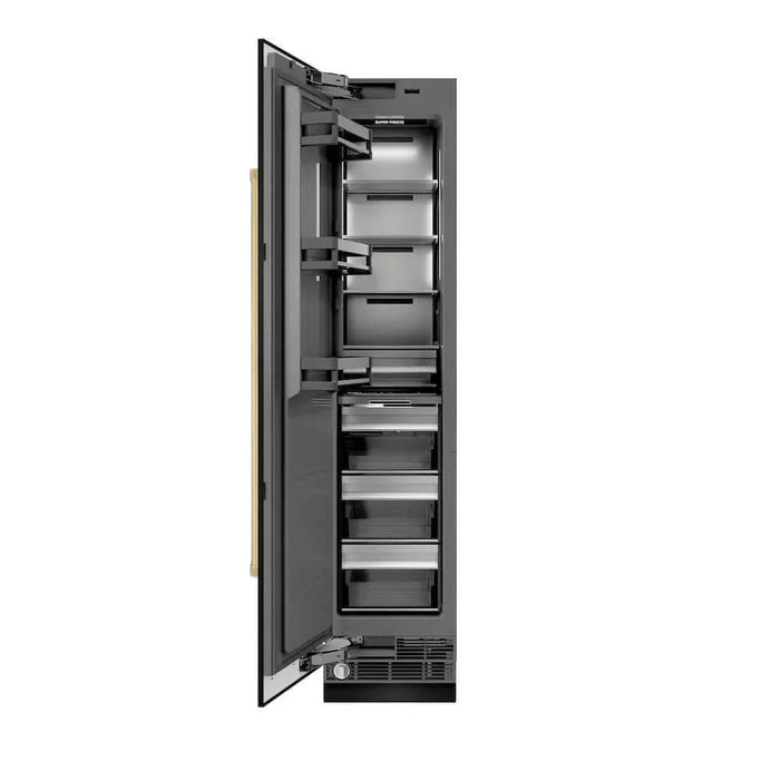 ZLINE 18" Left Hinge Column Freezer Black Stainless Steel, Graphite Gray Interior Polished Gold RCFVLZ-BS-18-G09K