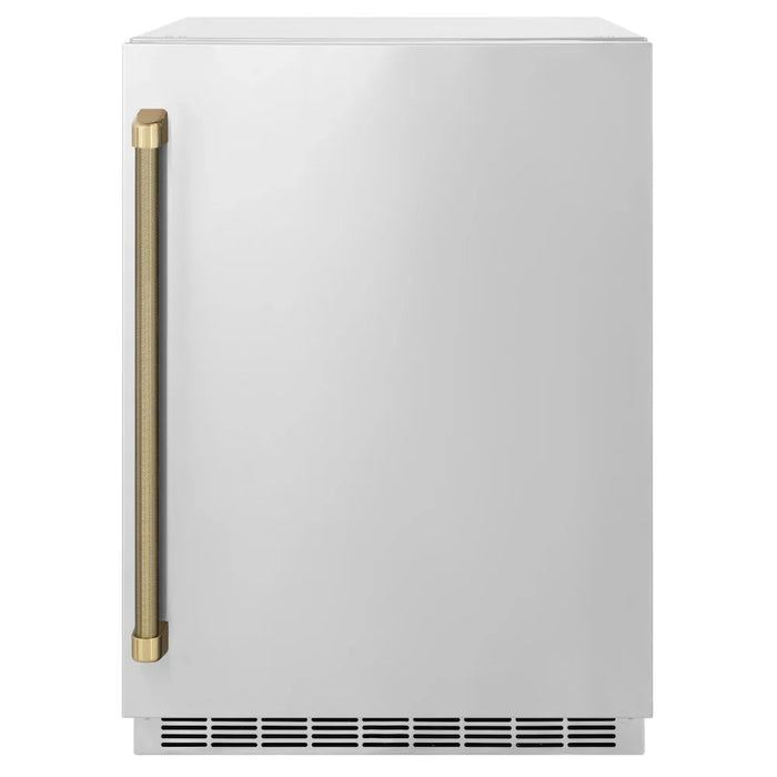 ZLINE Autograph Edition 24" Touchstone 151 Can Beverage Fridge, Solid Stainless Steel Door, Helix Handle RBSOZ-ST-24-KCB09K