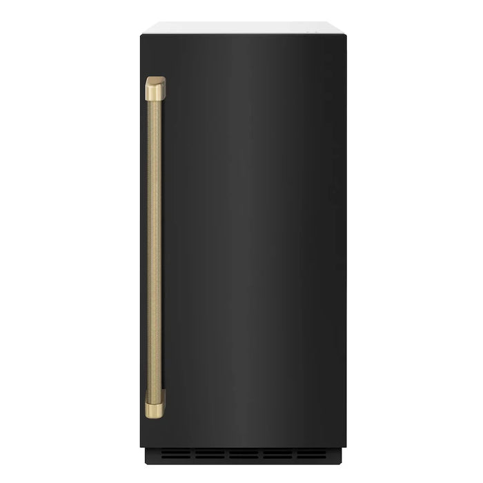 ZLINE Autograph Edition 15" Touchstone Clear Cube Ice Maker, Drain Pump, Black Stainless Steel Door, Helix Handle ICCDZ-BS-15-KCB09K