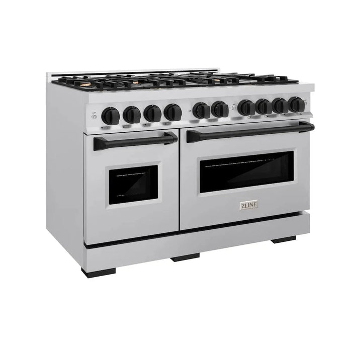 ZLINE 48" Dual Fuel Range, Gas Cooktop, Electric Convection Oven Stainless Steel, Matte Black CDRZ-48-MB09K