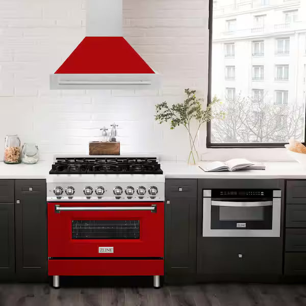 ZLINE 36" Autograph Stainless Red Gloss Wall Range Hood 8654STX-RG-3609K