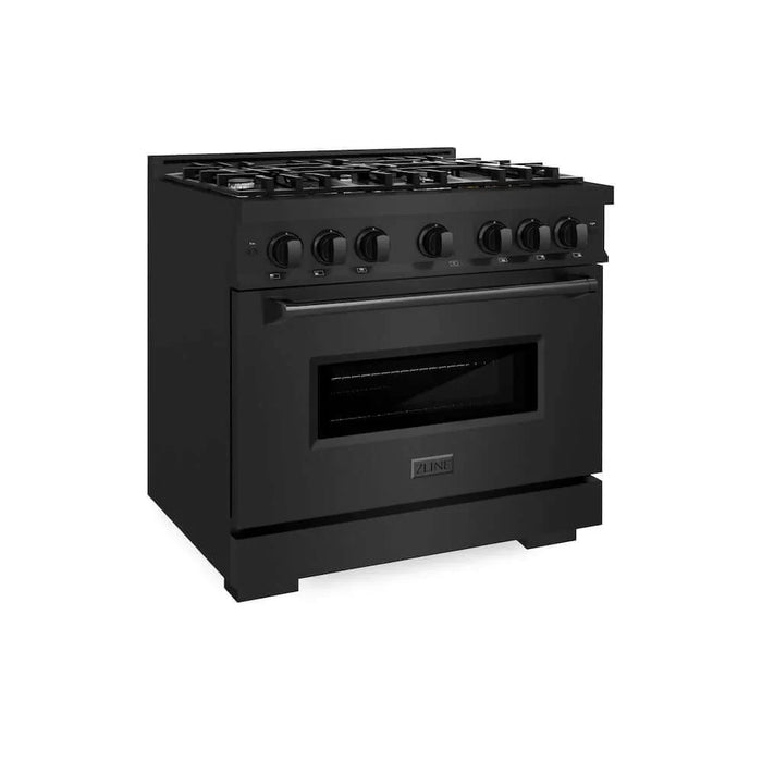 ZLINE 36" Classic Gas Range, Convection Gas Oven Black Stainless Steel, CGRB-3609K