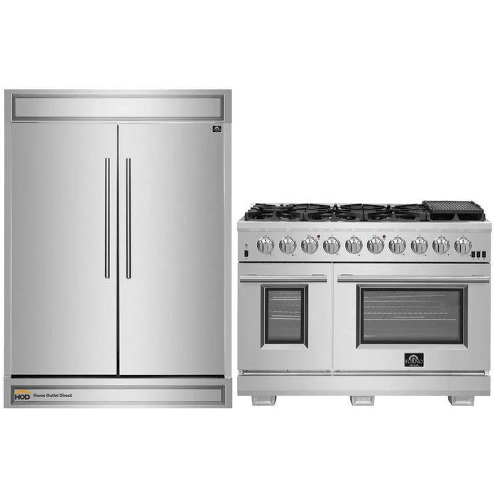 Forno 2-Piece Appliance Package 48" Gas Range, 60" Built-In Refrigerator Stainless Steel FBDL-019-06CAUS09K