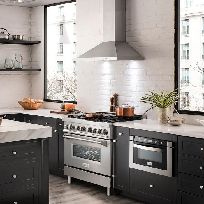 ZLINE 36 " Package Range RA36, Range Hood KB, Microwave MWD-1 , Dishwasher DWV-24,  4KP-RARH36-MWDWV09K