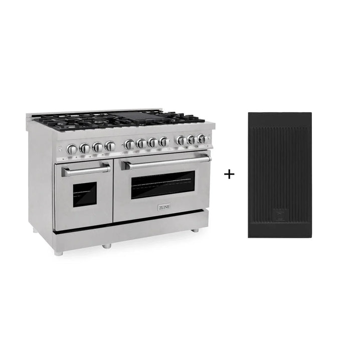 ZLINE 48" Dual Fuel Snow Stainless Range, Snow Stainless Door, Griddle RAS-SN-GR-4809K