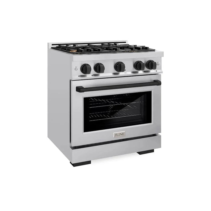 ZLINE 30" Select Dual Fuel Range Gas Cooktop Electric Convection Oven Stainless Steel Matte Black HDRZ-30-MB09K