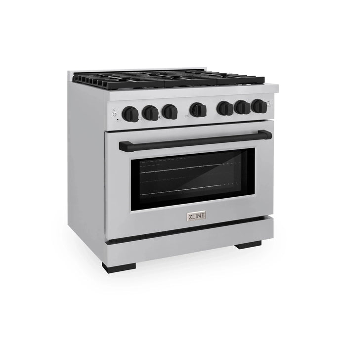 ZLINE 36"Paramount Dual Fuel Range Stainless Steel Matte Black SDRZ-36-MB09K