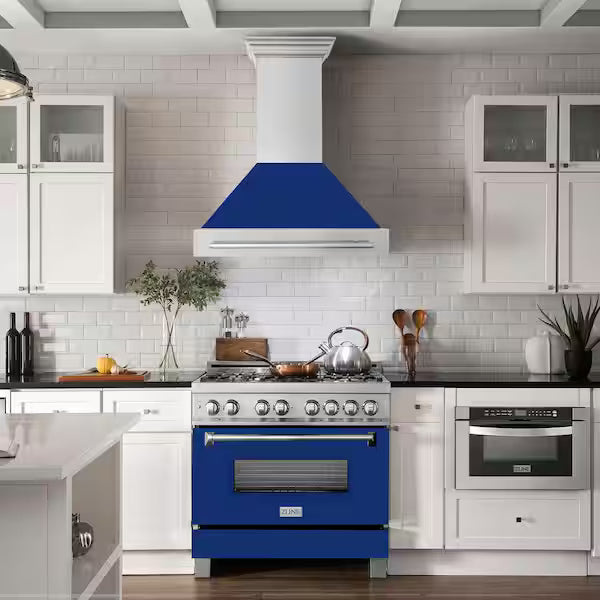 ZLINE 36" Autograph Stainless Blue Matt Wall Range Hood 8654STX-BM-3609K
