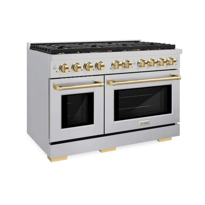 ZLINE 48"Gas Range, Convection Oven Stainless Steel, Gold, SGRZ-48-G09K