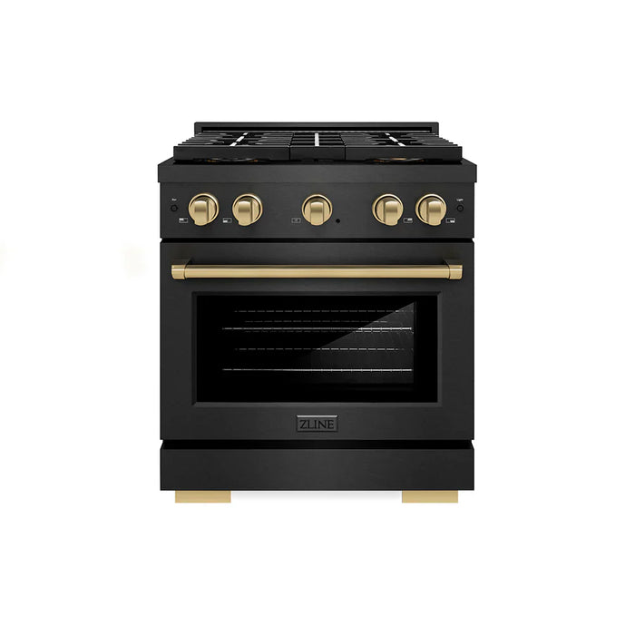 ZLINE 30" Paramount Gas Range DuoPro™ Cooktop, Convection Gas Oven, Black Satin Stainless Steel PSGRBSZ-30-CB09K