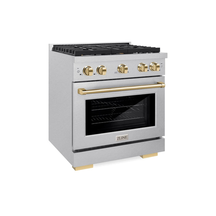 ZLINE 30"Paramount Dual Fuel Range DuraSnow® Gold SDRSZ-30-G09K