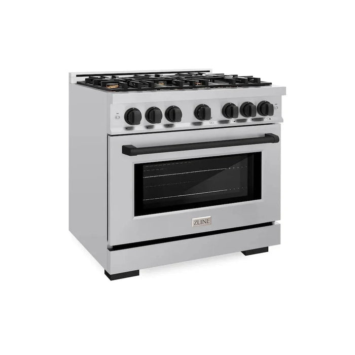 ZLINE 36" Select Dual Fuel Range Gas Cooktop Electric Convection Oven Stainless Steel Matte Black HDRZ-36-MB09K