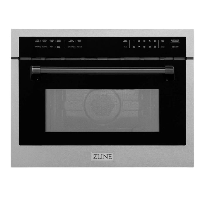 ZLINE 24” Convection Microwave, Stainless Steel, Black MWOZ-24-SS-MB09K