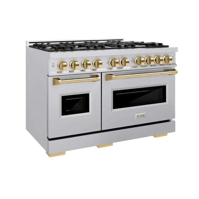 ZLINE 48" Dual Fuel Range, Gas Cooktop, Electric Convection Oven Stainless Steel, Gold CDRZ-48-G09K