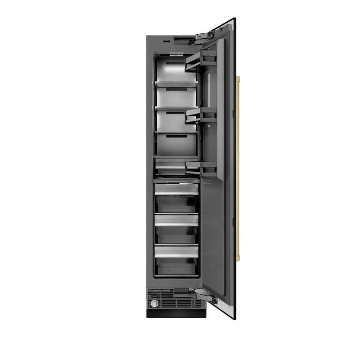 ZLINE 18" Right Hinge Column Freezer Black Stainless Steel, Graphite Gray Interior Champagne Bronze RCFVRZ-BS-18-CB09K