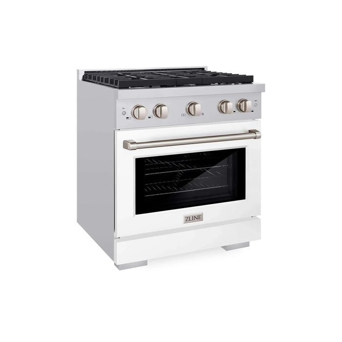 ZLINE 30 In. Gas Range, Stainless Steel, White Matte, SGR-WM-3009K