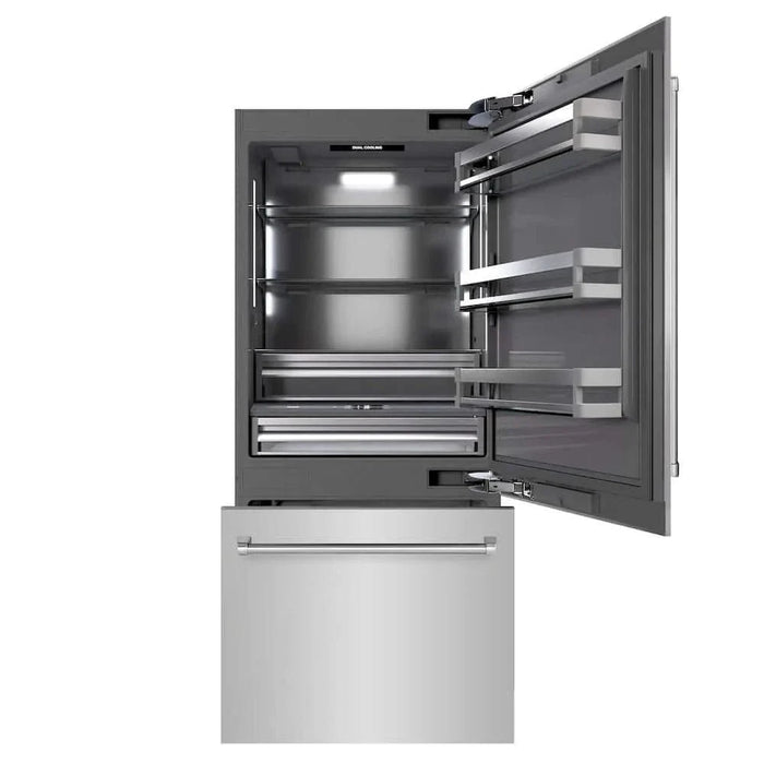 ZLINE 36" Built-In Bottom Freezer Refrigerator,Water Dispenser, Ice Maker,Graphite Gray GRBIT-304-3609K
