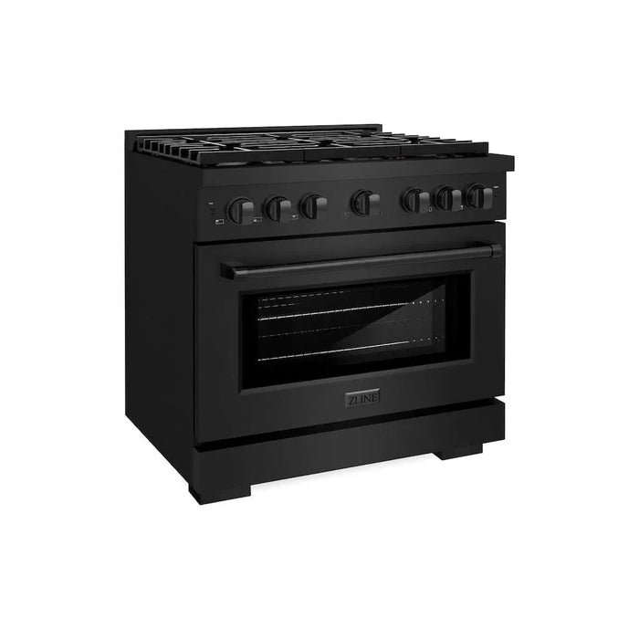 ZLINE 36 in.Gas Range, Convection Gas Oven, Brass Burner, Black Stainless Steel, SGRB-BR-3609K