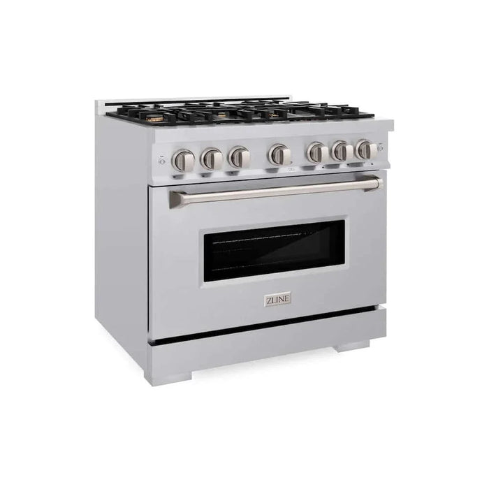 ZLINE 36" Dual Fuel Range, Gas Cooktop, Electric Convection Oven Stainless Steel, CDR-BR-3609K
