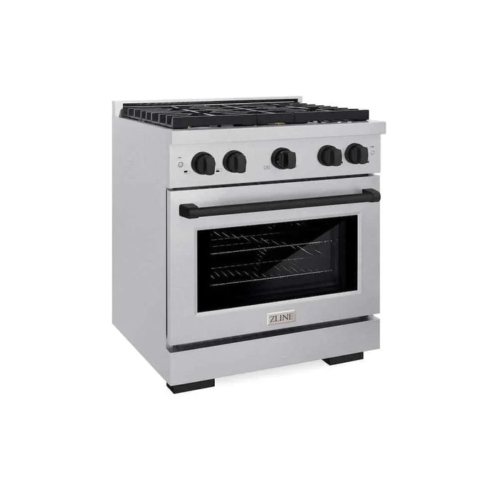 ZLINE 30"Gas Range, Convection Gas Oven , DuraSnow® Matte Black, SGRSZ-30-MB09K
