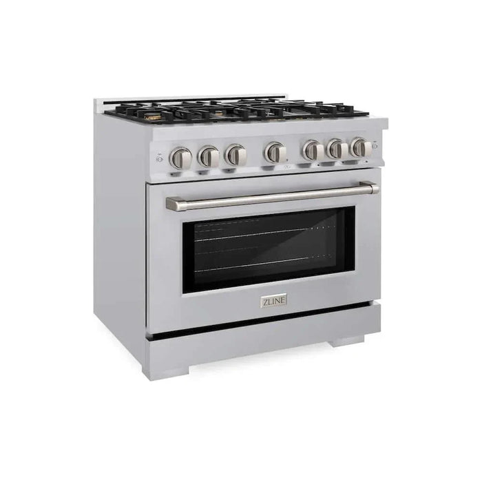 ZLINE 36" Select Dual Fuel Range Gas Cooktop Electric Convection Oven Stainless Steel Brass Burners HDR-BR-3609K