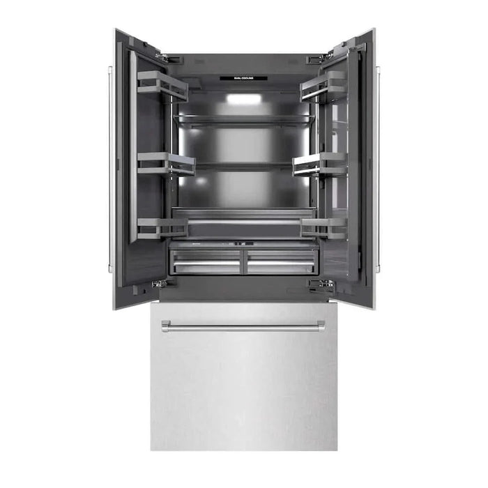 ZLINE 36" Panel Ready Built-In Bottom Freezer Refrigerator,Water Dispenser, Ice Maker, DuraSnow® Stainless Steel,Graphite Gray, GRBIV-SN-3609K