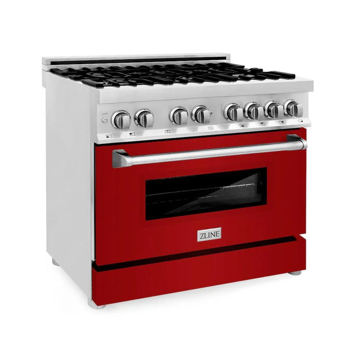ZLINE 36" Bundle Range RA-RG-36 & Wall Range Hood KB-36, 2KP-RARGRH3609K