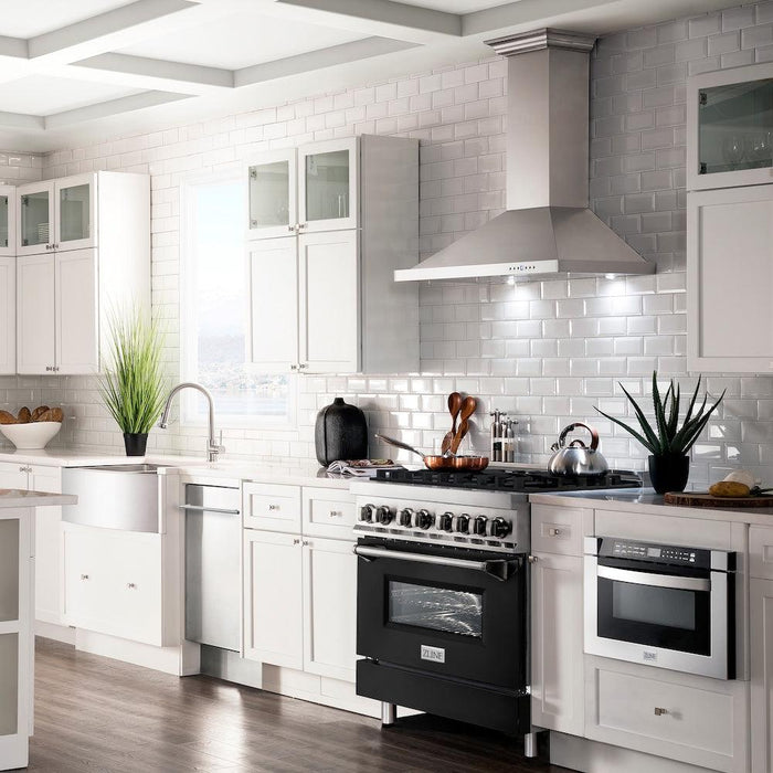 ZLINE 36" Bundle Range RA-BLM-36 &  Wall Range Hood KB-36, 2KP-RABLMRH3609K